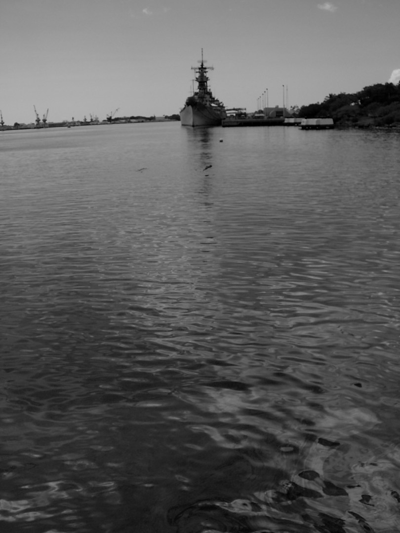 Looking towards USS Missouri from USS Arizona Memorial. 